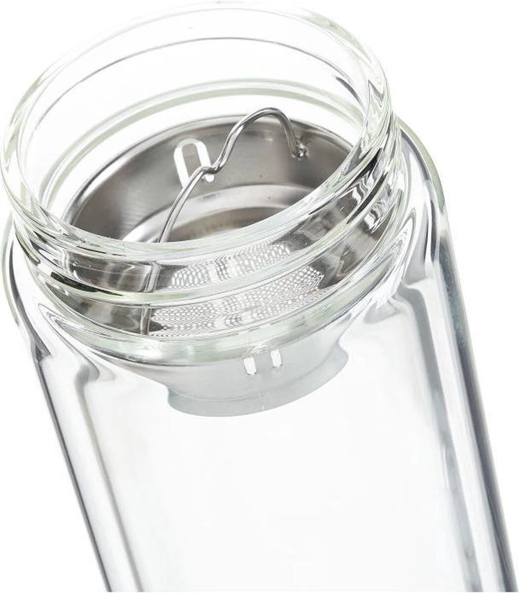 Oldenhof Drinkfles Dubbelwandig Met Theefilter 400 Ml Glas - Afbeelding 2