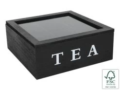 Oldenhof Theedoos Fluweel 9 Vakken Zwart Hout