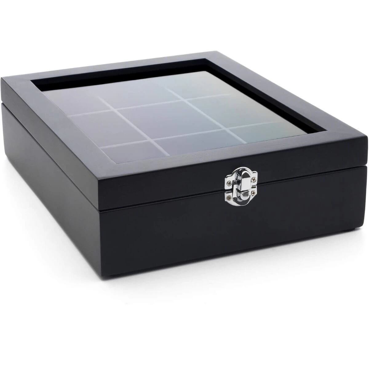 Bredemeijer Theedoos 9 Vakken Bamboe Zwart / Glas