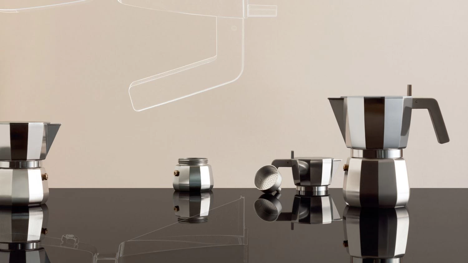 Alessi Moka David Chipperfield Mokapot 6 Kops Aluminium - Afbeelding 4