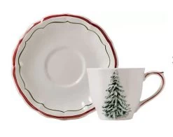 Gien Filet Noël Theekop En Schotel Keramiek